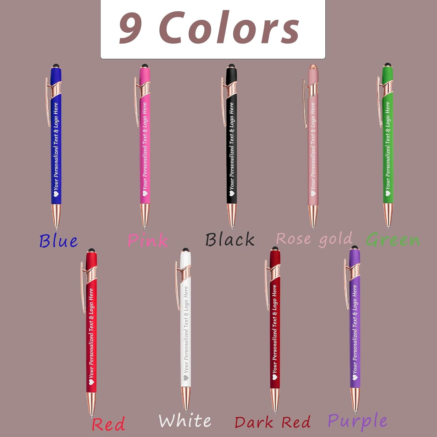 Personalized Pens with Name Logo Custom Pen Engraved with Stylus up to 500 Pcs Smooth Writing Ballpoint Pens Gift for Business Graduation,20pcs