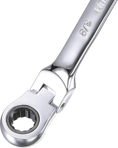 Miniatura 4 de uxcell Llave combinada de trinquete de cabeza flexible de 38 pulgadas SAE 72 dientes de 12 puntos de trinquete de caja de herramientas de llave