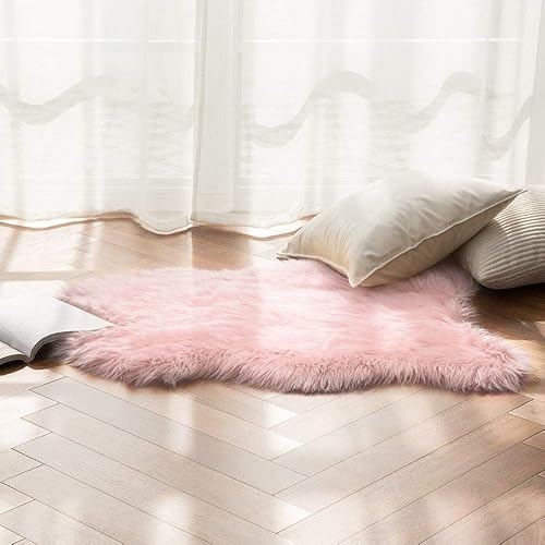 Miniatura 8 de Miulee - Tapete esponjoso, suave y mullido de pelo sintético, alfombra de piel de oveja de felpa para dormitorio, sala de estar, sofá y silla, 2 x 3