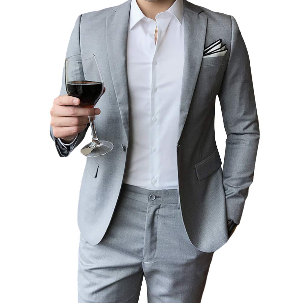 Allthemen Abito da Uomo in 2 Pezzi Blazer da Smoking e Pantaloni Giacca Monopetto con Un Bottone Suit Formale da Lavoro Business