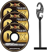 Vista 19 de HERCULES Tippet de pesca con mosca, paquete de 3 con soporte para volquetas, 55 yardas