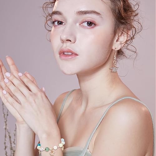 Miniatura 4 de PH PandaHall 20 dijes de ala de ángel de circonita cúbica dorada y plata con bucles, colgantes de ángel colgantes, dijes de ángulo de Navidad para