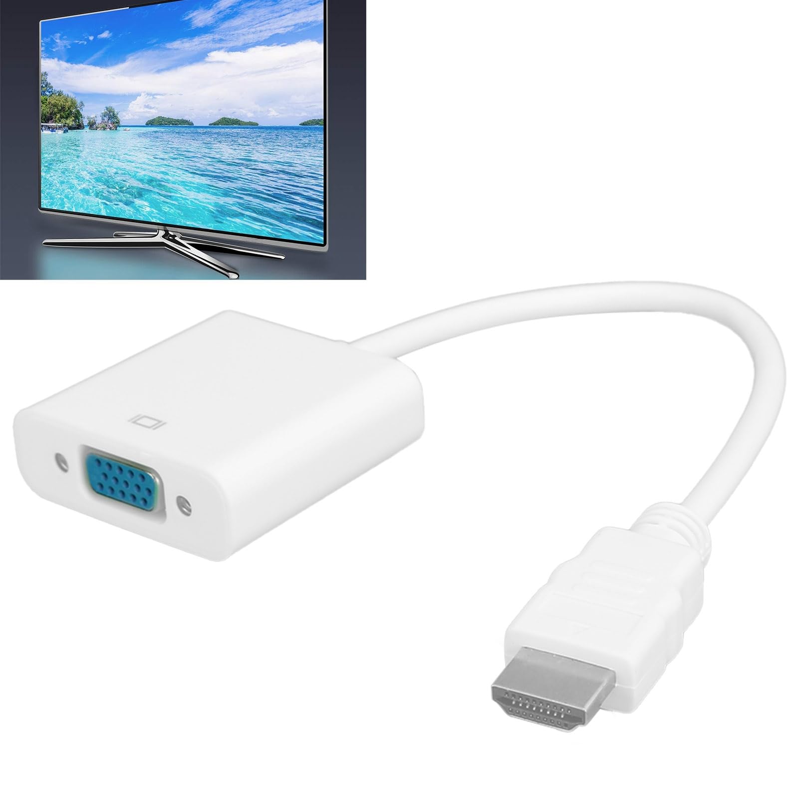 Adapter VGA na HDMI, Interfejs Multimedialny HD na Konwerter Adaptera VGA do Komputera Monitor do Laptopa Projektor (Biały)