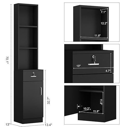 Miniatura 7 de Paddie Estaciones de salón de montaje en pared para estilistas, gabinete de almacenamiento de peluquería, estación de peluquería con cajones