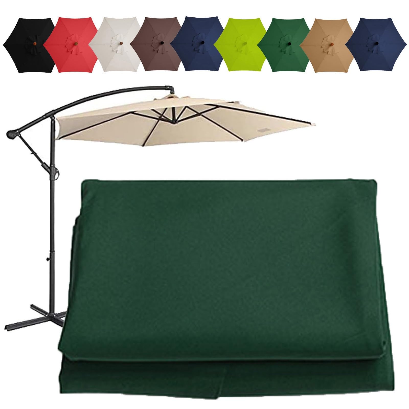 Patio Umbrella Replacement Top, Market Table Umbrella Top Replacement Cloth, 6 Ribs/8 Ribs Replacement Parasol Fabric Cover 2m/6.5ft 2.7m/8.8ft 3m/9.8ft ( Color : Dark green , Size : (6Rib) 2.7m/106in