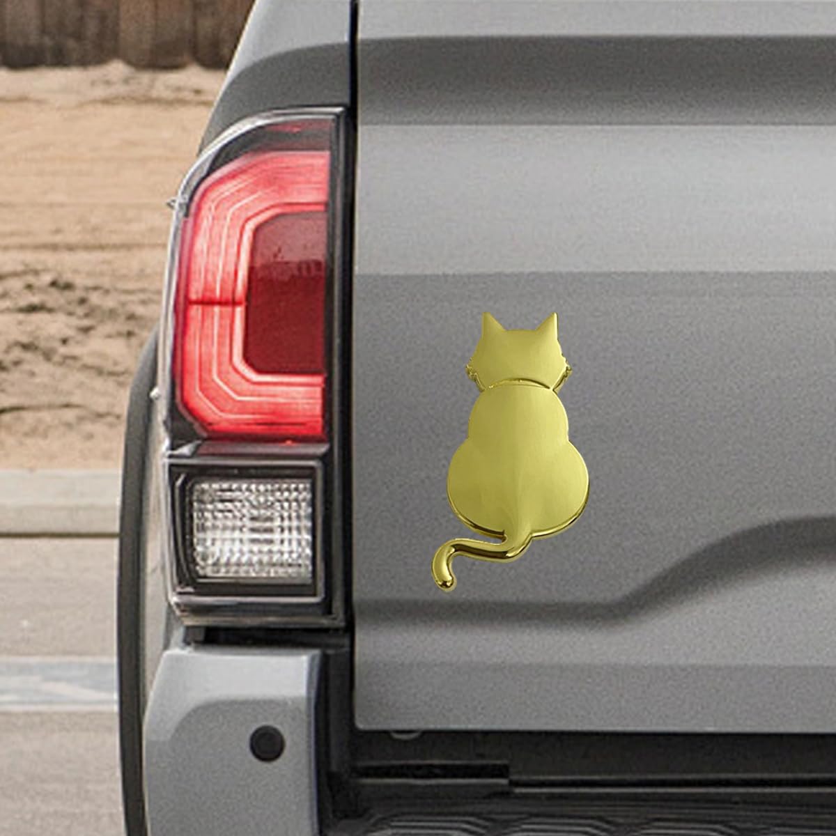 3D Cat Metal Car Emblem Cute Cat Car Decorations Waterproof Bumper Stickers Funny Rear Tailgate Emblem Universal Automotive
