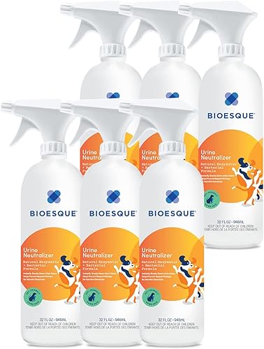 Miniatura 7 de Bioesque Neutralizador de orina, fórmula enzimática y bacteriana natural apta para mascotas, descompone instantáneamente los olores de orina, ayuda