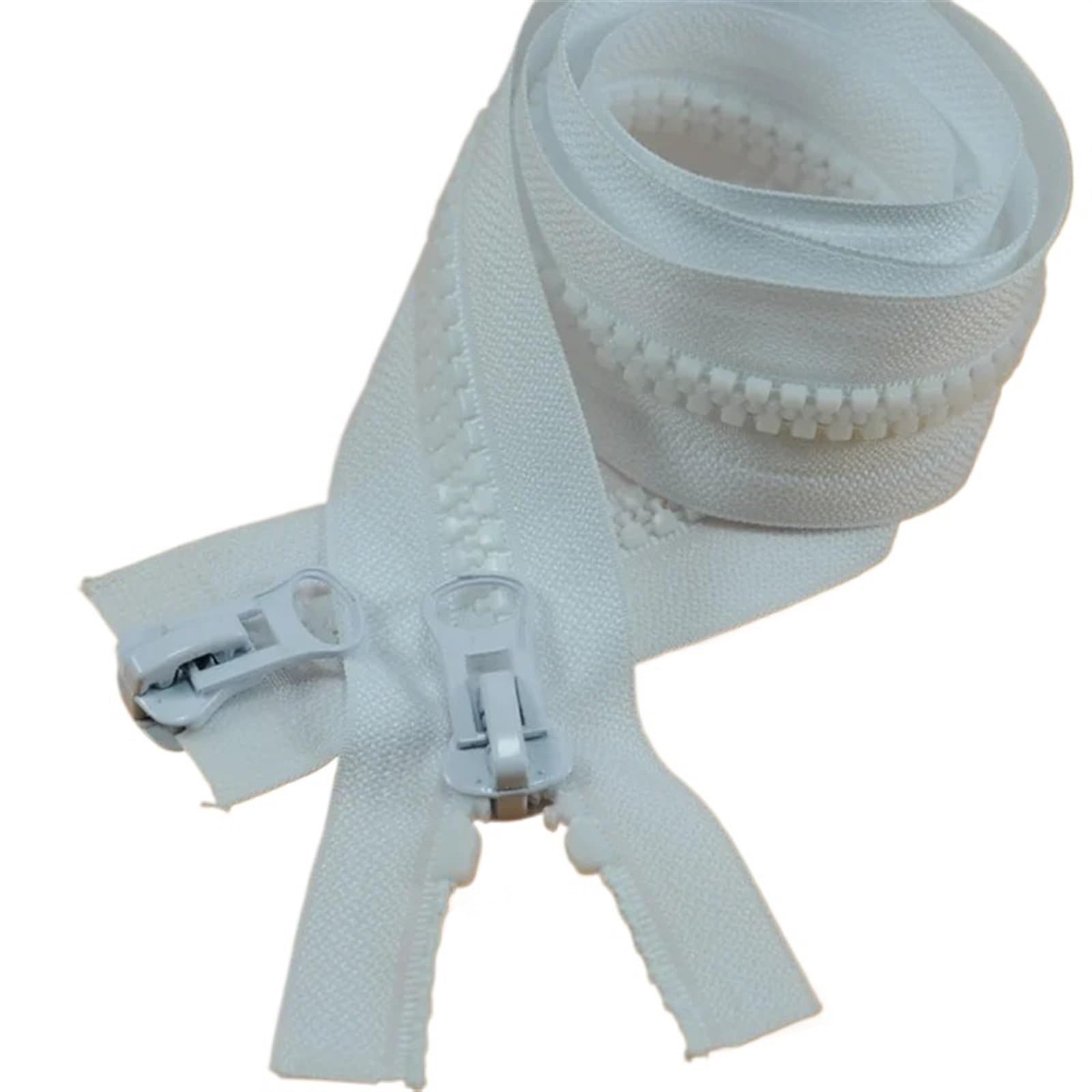 Coat Zipper Replacement Resin Double-Headed Open End for Sewing(White Double Slider,80CM)