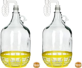 lilawelt24 2X 5L Gärballon Set Glas [Innovatives Horizontal-Gärröhrchen] – Weinballon mit Gummistopfen, Deckel & Korb – Gärbehälter für Wein, Met & Bier – Komplettset zur Gärung & Lagerung