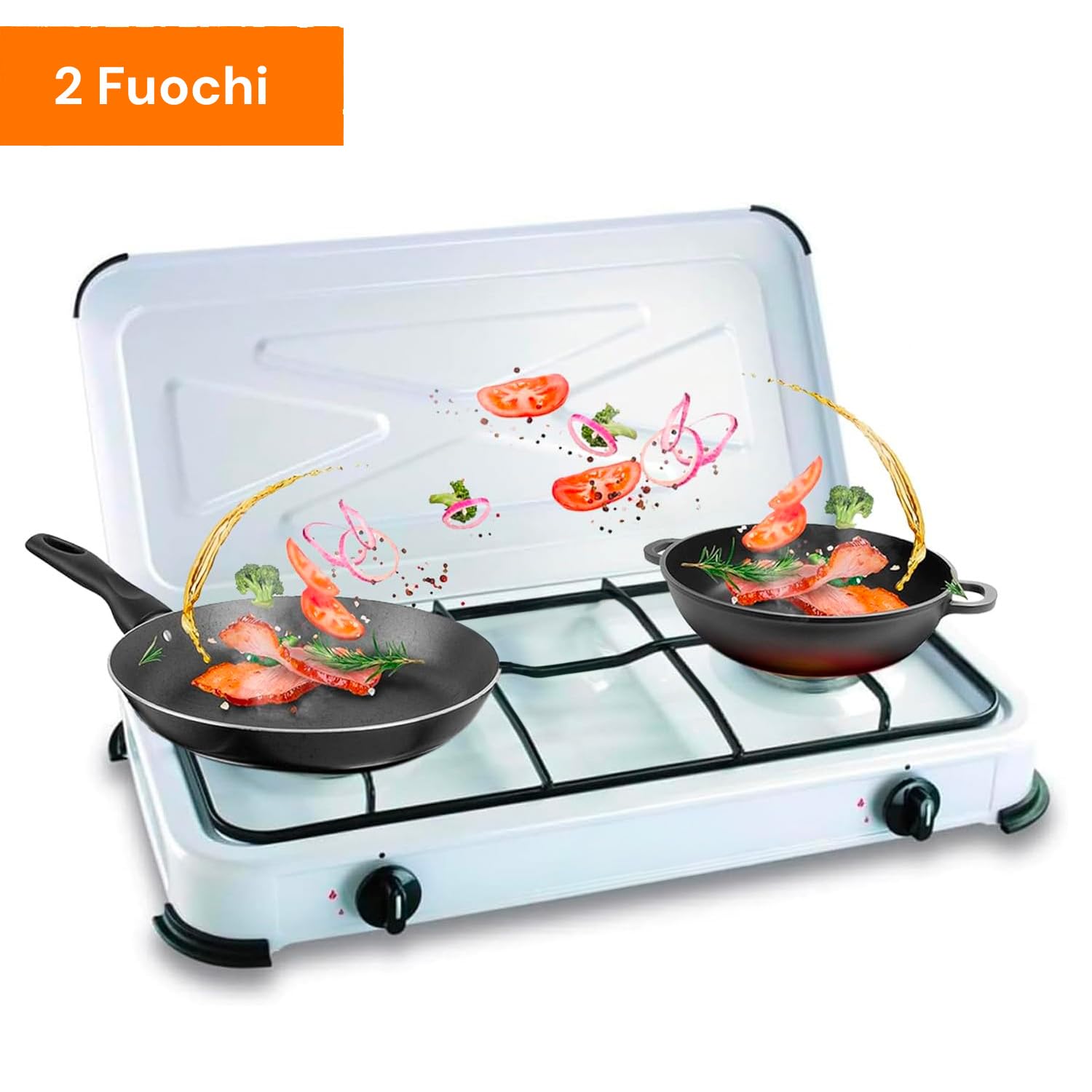 Fornello Compatto 59x29cm Fornello A Gas Portatile Avilia - 2 Fuochi In Acciaio Per Cucinare Ovunque Gas Da Campeggio 2 Fuochi - Foto 6