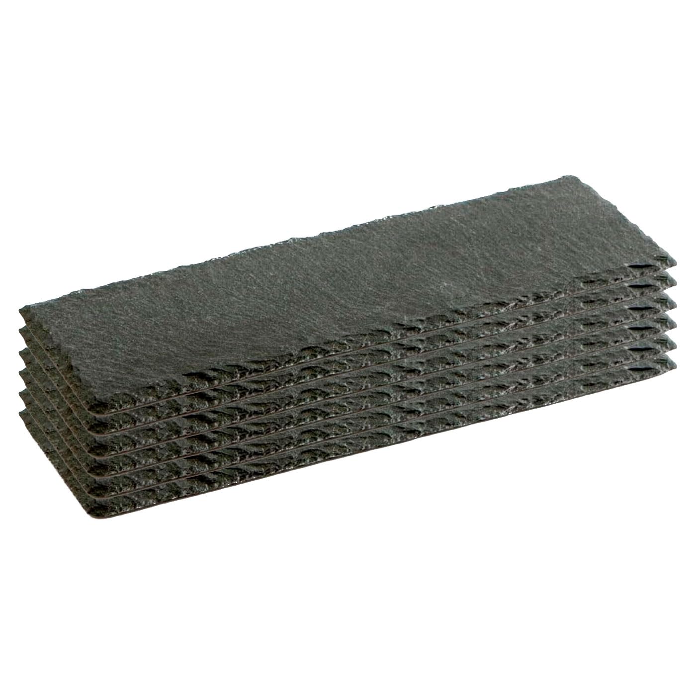 Tradineur - Confezione da 6 piatti in ardesia rettangolare, vassoio per ospitalità, servizio e degustazione, canto rustico, tavola in pietra naturale per servire snack - 30 x 10 cm