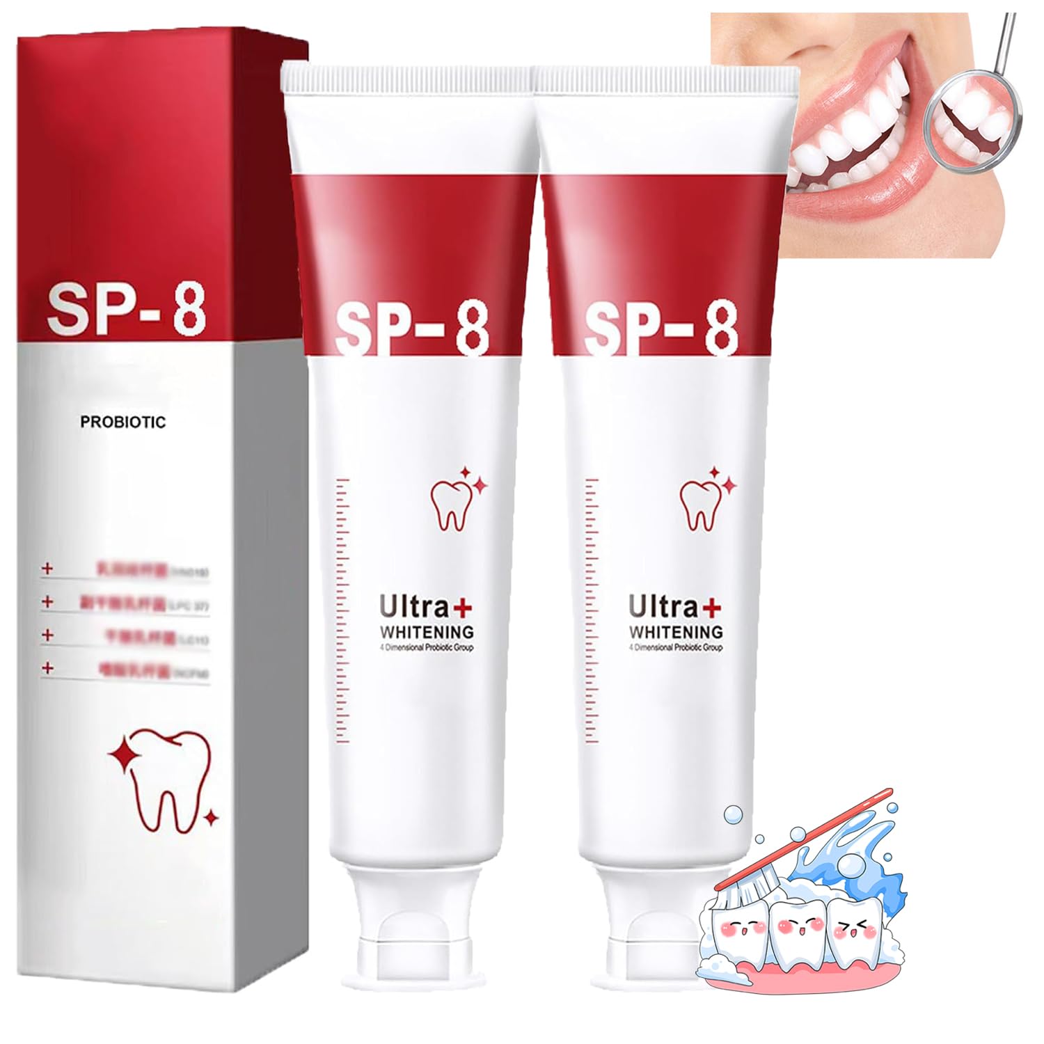 Sp8 Probiotic Toothpaste, Sp-8 Probiotic Toothpaste, Sp-8 Toothpaste, Sp8 Ultra Whitening Toothpaste, Sp-8 Toothpaste Oral Health Management, Fresh Breath (2PC)