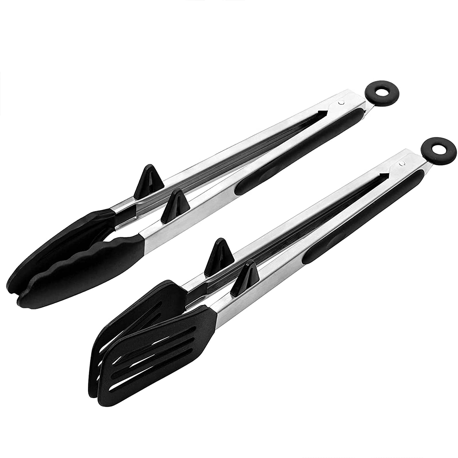U-HOOME 2 Pack Silicone Kitchen Tongs, Stainless Steel BBQ Food Tongs Premium Silicone Serving Tongs for cooking, High Heat Resistant to 480°F 12-Inch