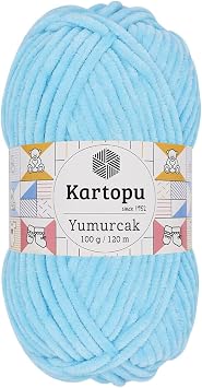 Kartopu Yumurcak,Velvet Knitting Yarns,Amigurumi and Baby Knitting Yarns,(4Balls) Each Skein(Ball) 3.53 Oz (100g) (Baby Blue 516)