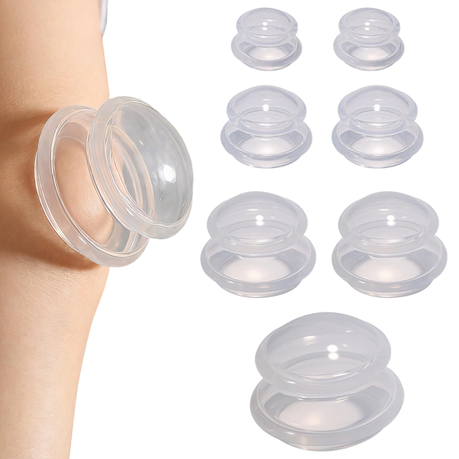 Kit de 7 Ventouse Massage Anti Cellulite,Ventouses en Silicone Thérapeutiques, pour Massage Kiné du Dos et du Corps, Améliore la Circulation, Aide à Raffermir la Peau, Compatible avec les Huil