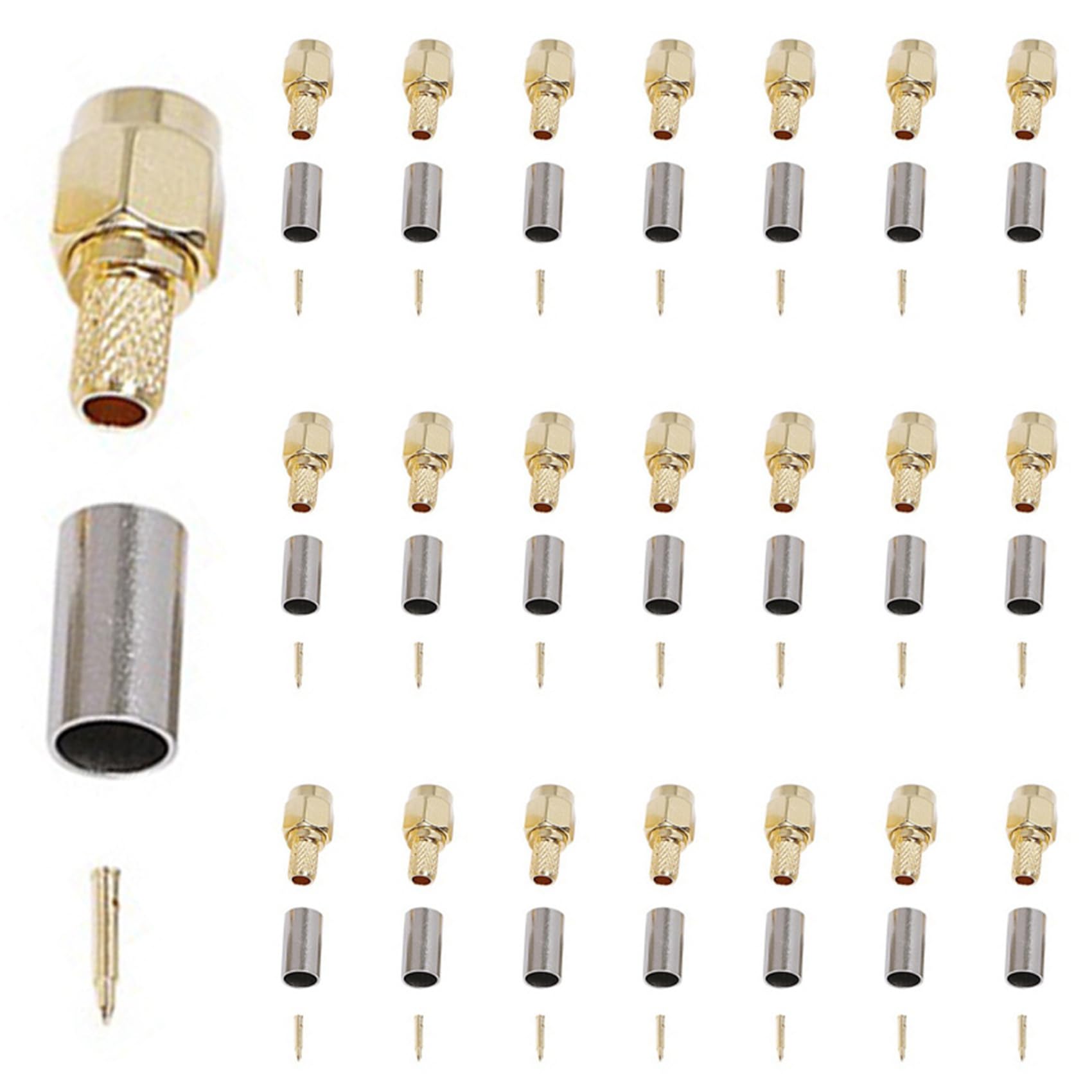 Jnchdghwa 500Pcs SMA Male Plug Straight Crimp for RG58 Connector Adapter