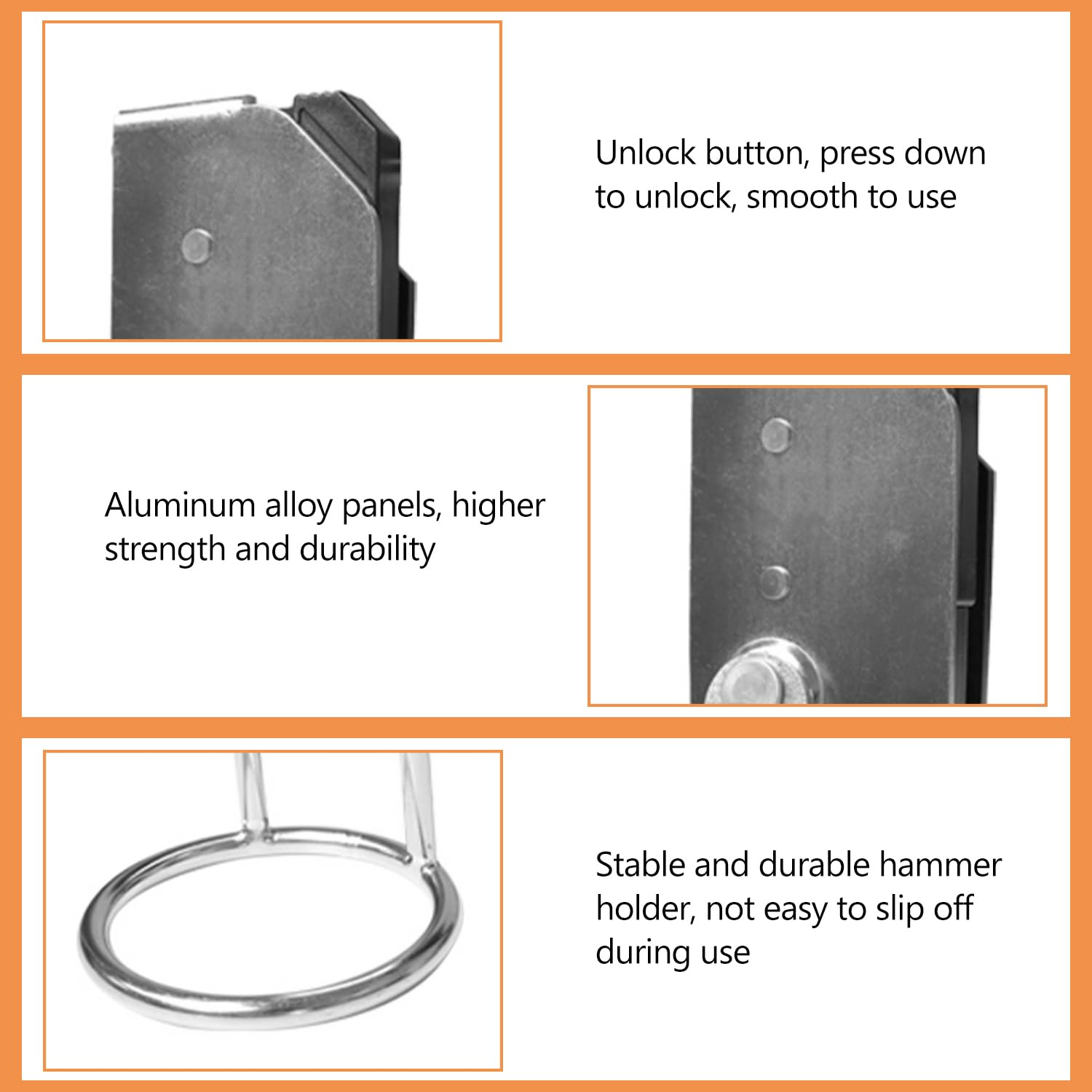 Manguito de Martillo de Cinturón, Soporte de Cuero para Martillo Ø 50 mm, Cinturón de Manguito de Martillo de Aleación de Aluminio + Plástico, para Martillos, Hachas y Llaves Inglesas