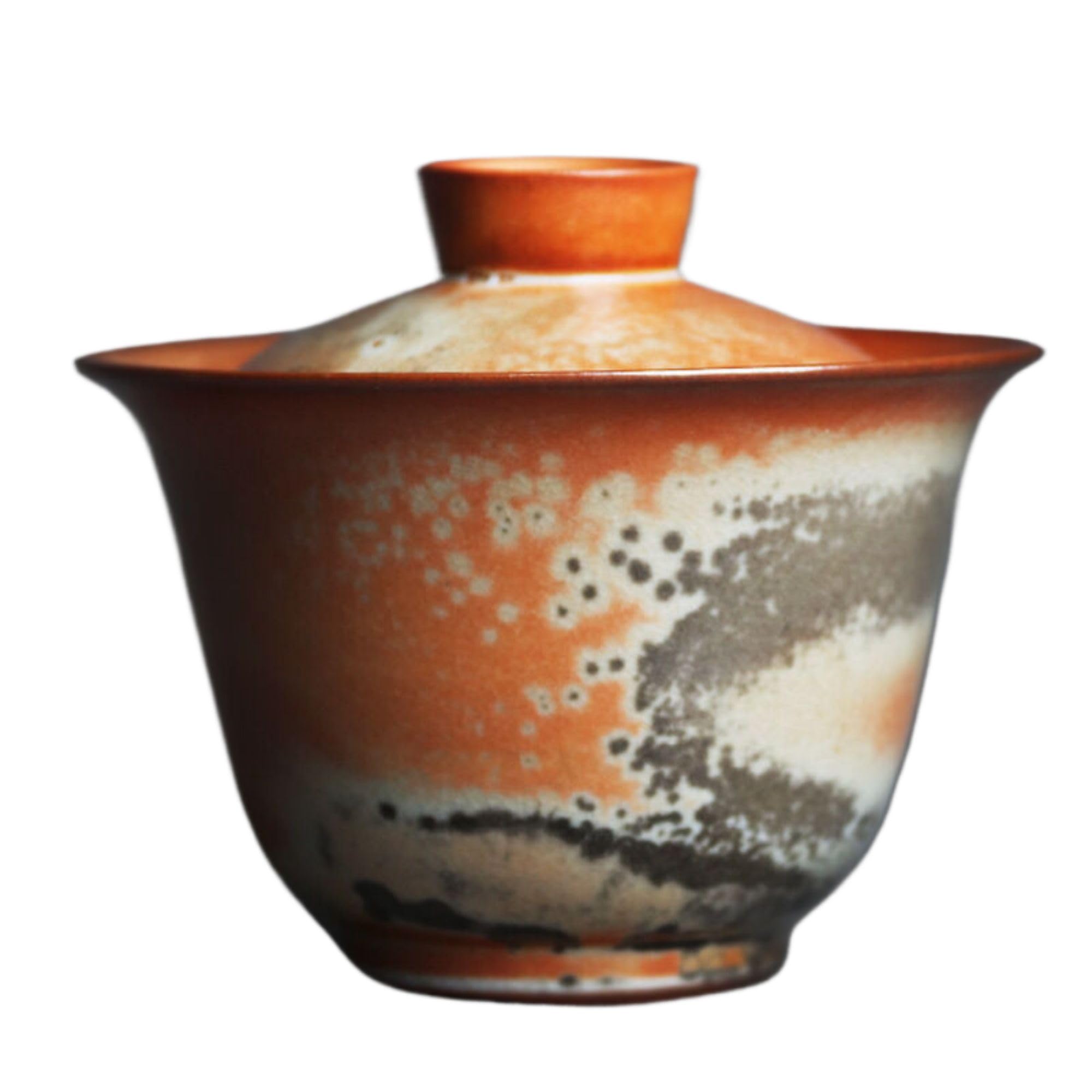 Cuenco para té de gres con efecto de marcas de fuego y diseño tradicional 2