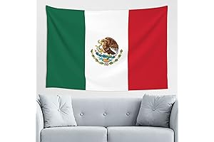 JUHIOPOI Mexico Flag Tapestry Wall Hanging - Vibrant Mexican Hippie Tapestry Wall Decoration