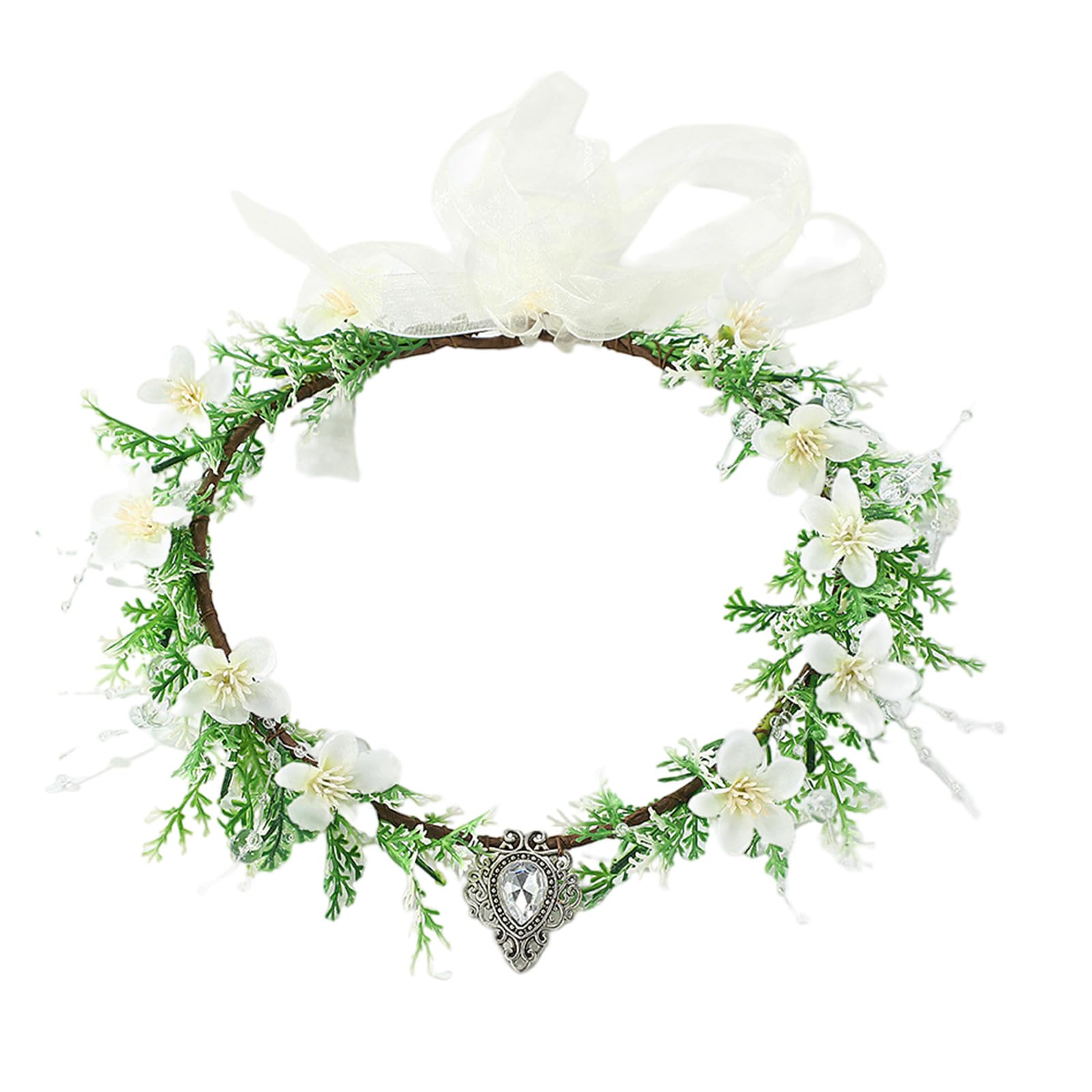 MICFENY Elegant Rhinestones Floral Headbands With Adjustable Ribbon Hair Decoration For Women Girls Special Occasion