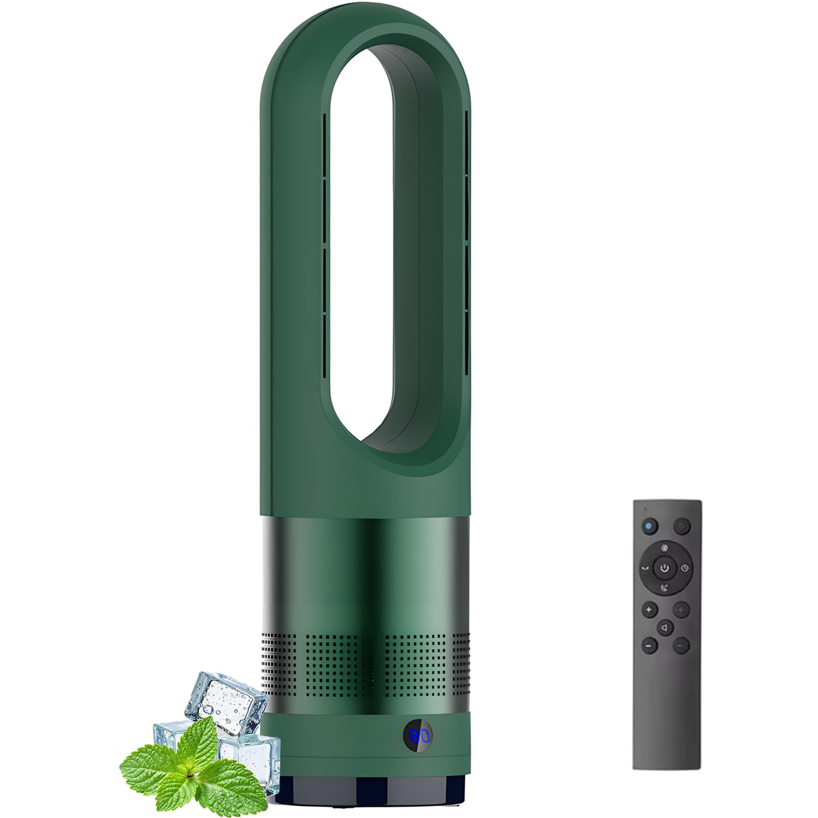 Termoventilatore Senza Pale Torre Calda Fredda purificatore d'Aria Telecomando Timer 8ore velocità oscillante 18" 80°ventilatori circolanti Interni Ufficio Camera Letto casa