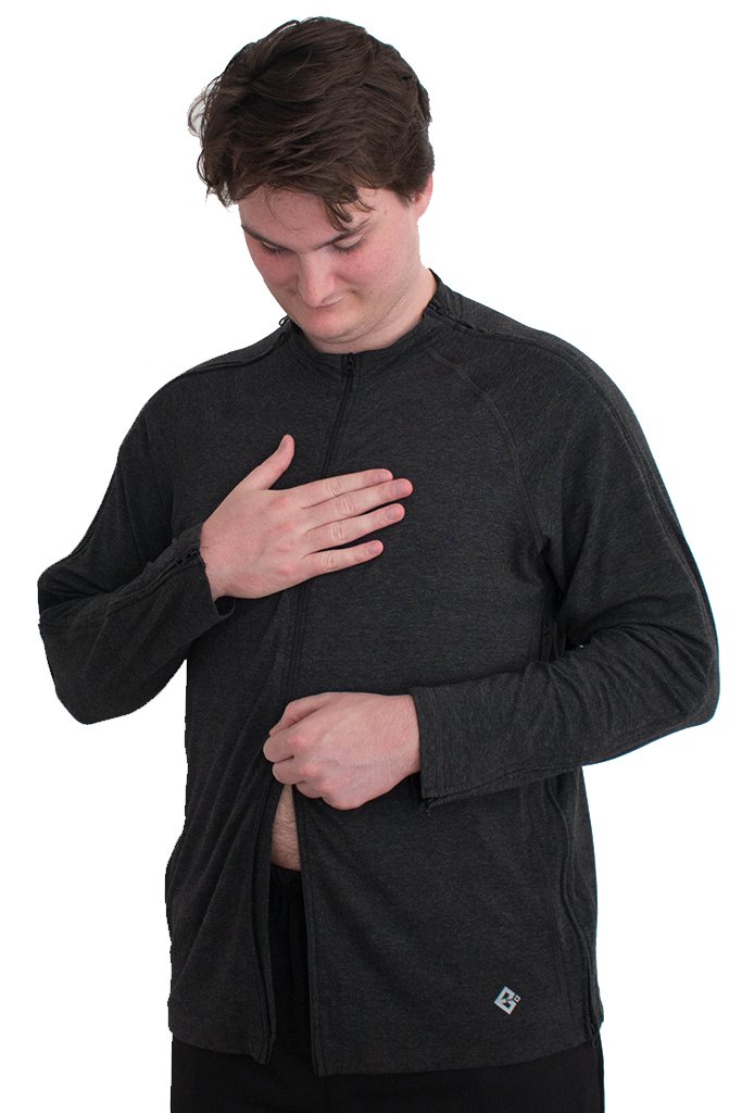 The Trevor - Men's Post Surgery Long Sleeve Top (XX-Large) Black