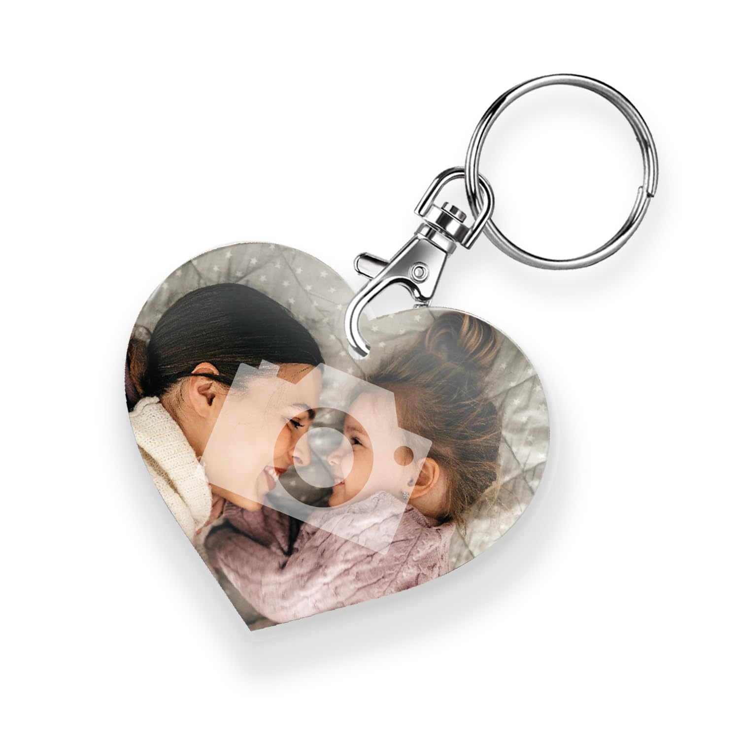 Primary Teaching Services Ltd Unisex Transparent 1 Personalised Photo Upload Love Heart Acrylic Birthday Anniversary Valentines Keepsake Keyring 60Mm Primary Teaching Services