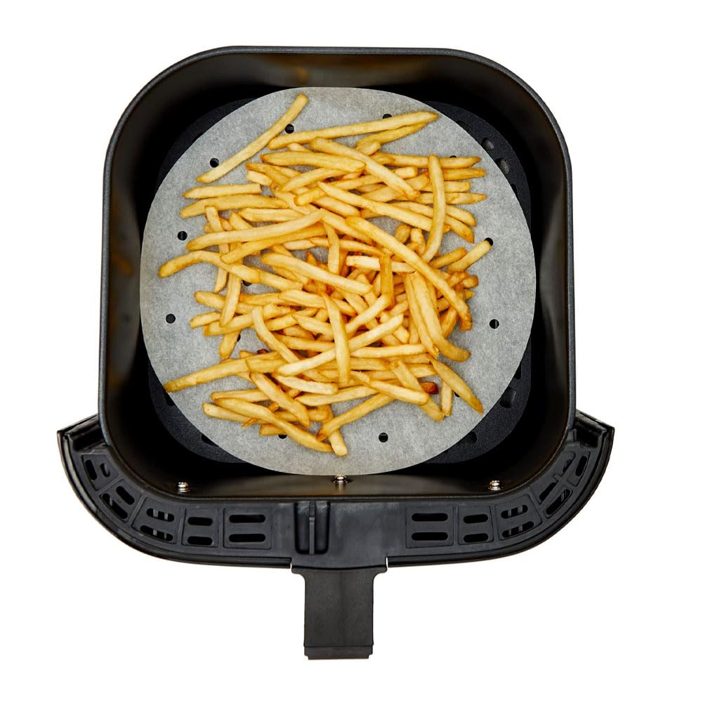 25 cm Backpapier für Heißluftfritteuse, 50 Stück Rund Antihaft Pergament für Dim Sum, Dampfgarer, Bambusdämpfer, Steamer Liner