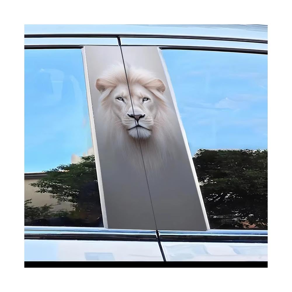 Bertdcx One Color 2 Car Center Pillar Stickers White Lion B-Pillar Scratch Protection Auto Parts