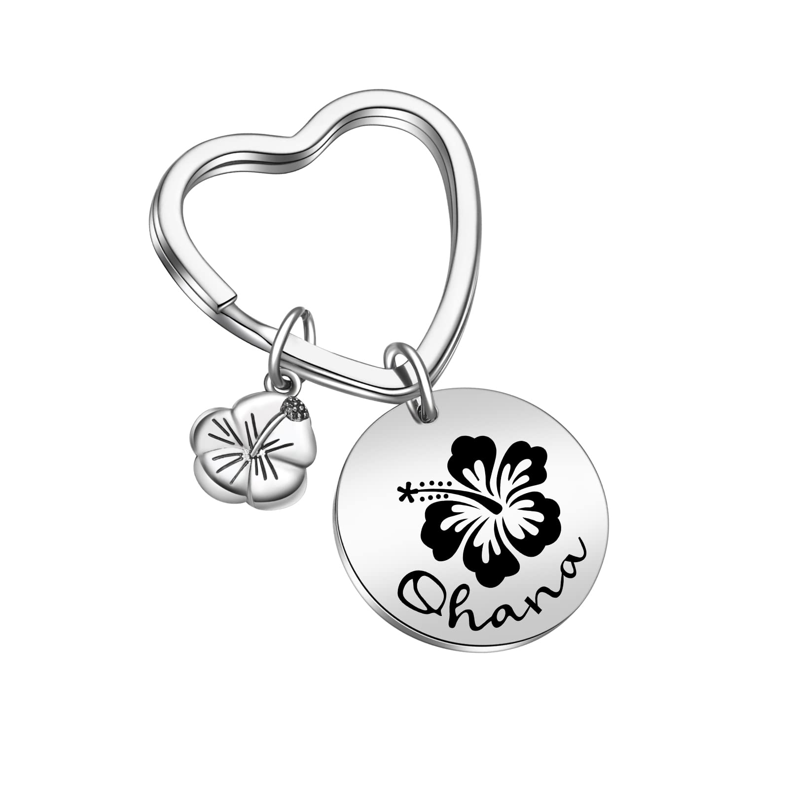 JIUSHUN Family Keychain - Hibiscus Jewelry Hawaiian Gifts, Hibiscus Flower Keychain Hawaii Souvenirs - Adoption Day Gifts For Family Birthday,