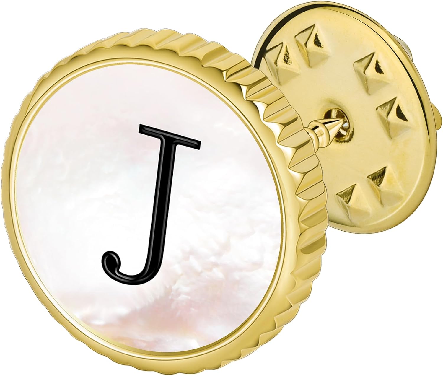Gold Brooch for Men, Mens Lapel Pins for Suits Initial Brooch Pin Mother of Pearl Lapel Stick Pin for Any Suits jackets Necktie Bow Tie Hat