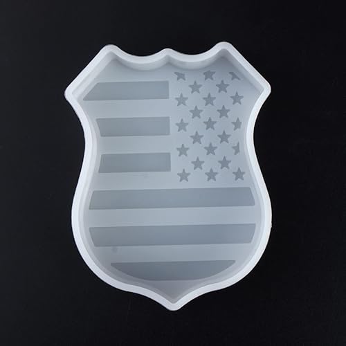 SOBEIT Insignia de policía de la bandera de EE. UU., molde de freshie de silicona para el Día de la Independencia, molde de resina epoxi de silicona