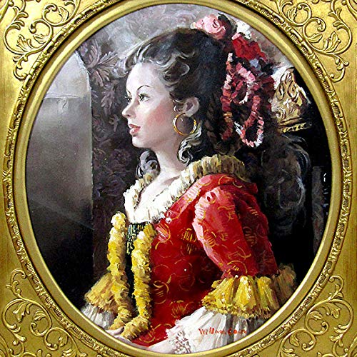 Amazon.co.jp: ウィリアム・ケイン『貴婦人(F10号円窓)』油彩画 人物画 