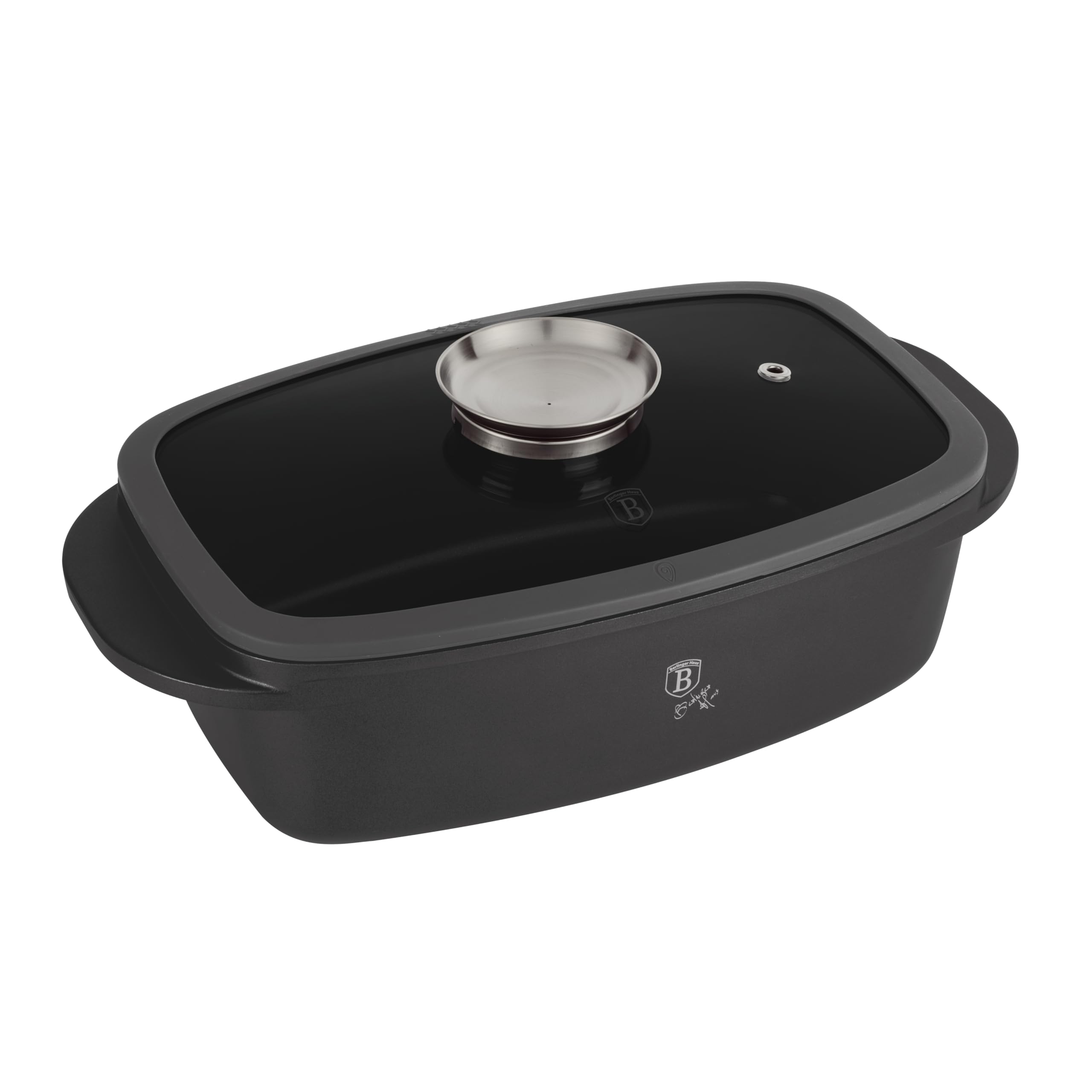 Berlinger Haus Cocotte avec revêtement en titane et couvercle aromatique Antracit Collection 32 cm 6 l Induction Passe au four jusqu'à 220 °C Aluminium antiadhésif