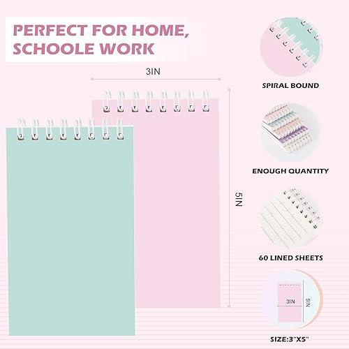 Miniatura 2 de Ddaowanx Cuadernos pequeños, bloc de notas en espiral de bolsillo de 3 x 5 pulgadas con páginas rayadas, el pequeño cuaderno perfecto para