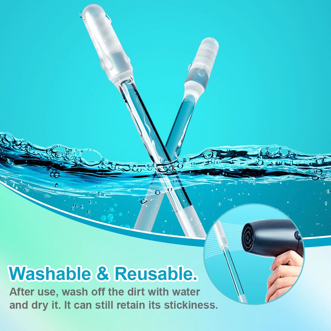 48 Pezzi Sticky Earpick, Rimuovi Cerume Riutilizzabile, Bastoncini per Pulizia Orecchie Lavabili, Sicuri e Delicati, per Adulti