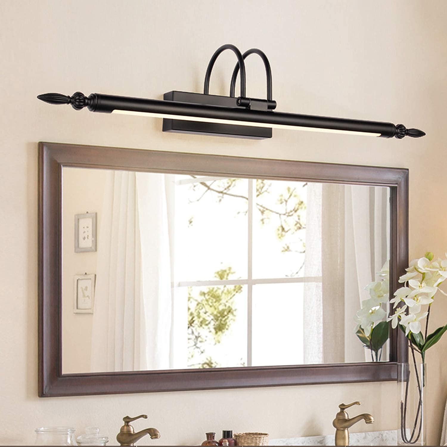Lampe de miroir de bain retro IP44 anti-ombre applique LED 12W noire