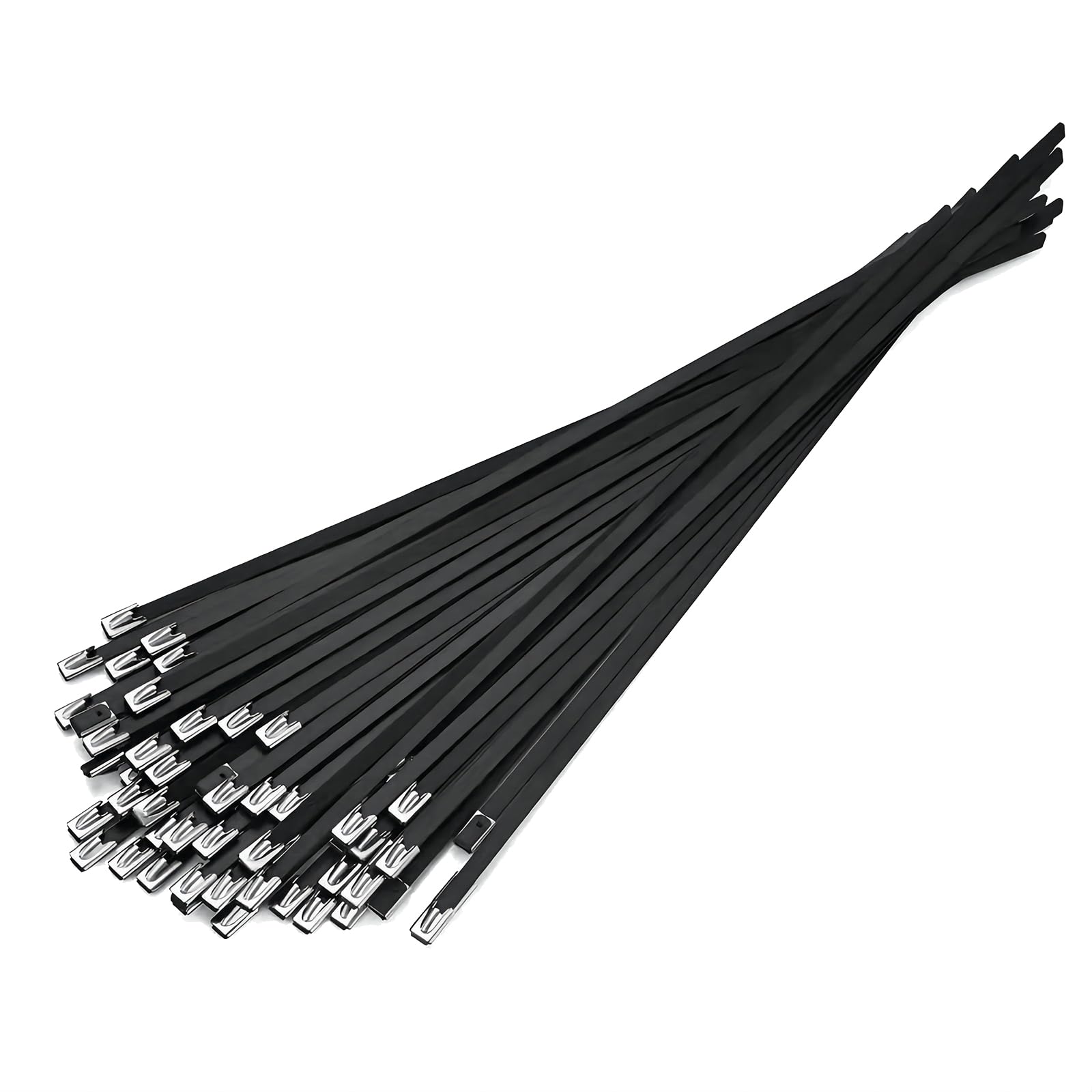 Skyzone 30 Pcs Stainless Steel Cable Ties, Heavy Duty Black Metal Ties with 200 lbs Tensile Strength for Exhaust Pipes Garden