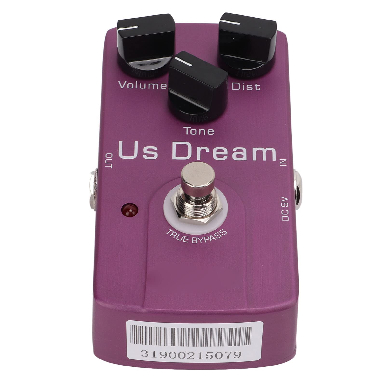 Drfeify Pedał Gitarowy Distortion, Metalowa Konstrukcja, Analogowy Efekt Distortion z True Bypass do Gitar Elektrycznych, Zasilacz Błyskowy LED dla Muzyków Rockowych