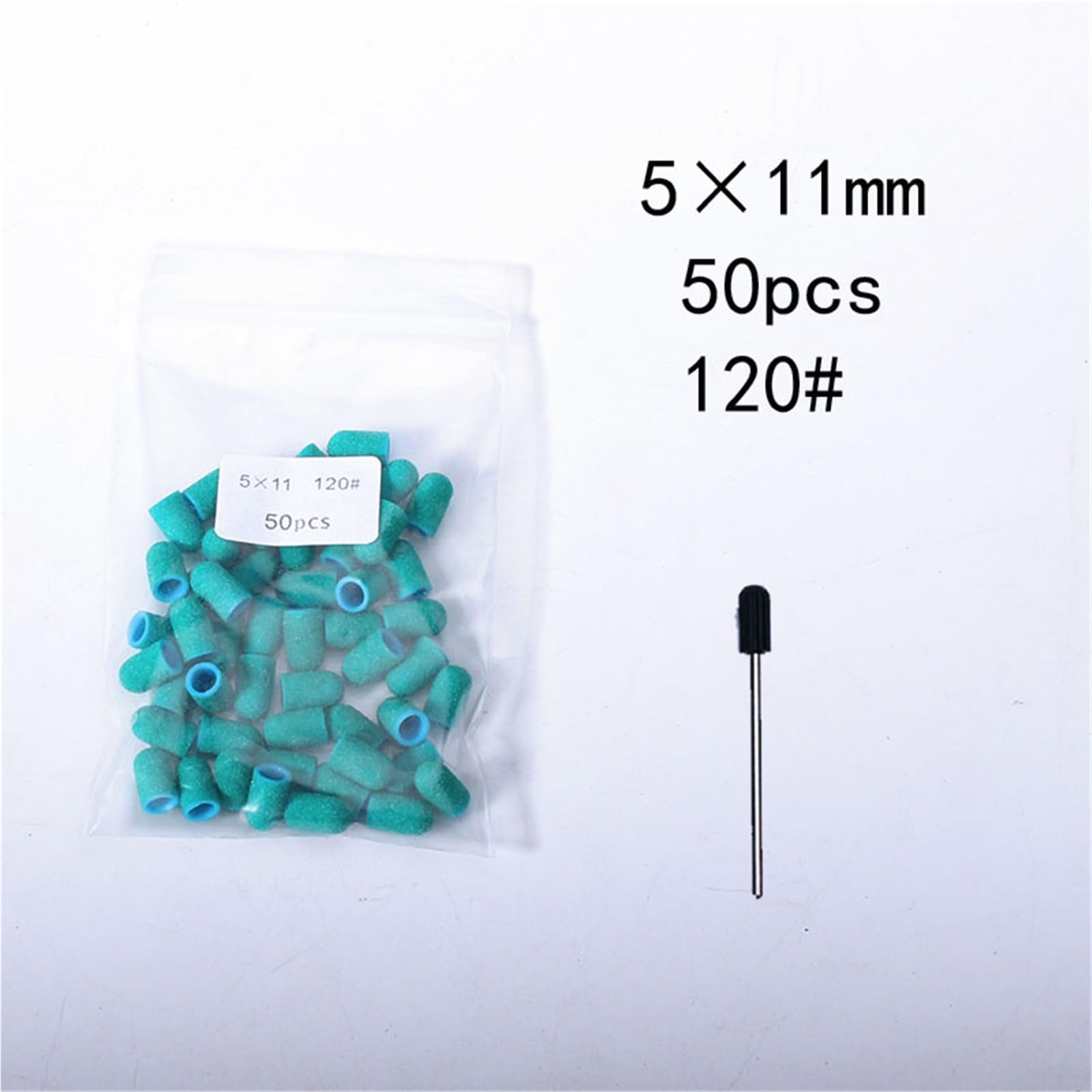 Tambores de Lijado 50 Uds tapas verdes broca de goma for uñas pulido arte giratorio eliminar rebabas herramienta accesorio for manicura pedicura(16x25mm-80)