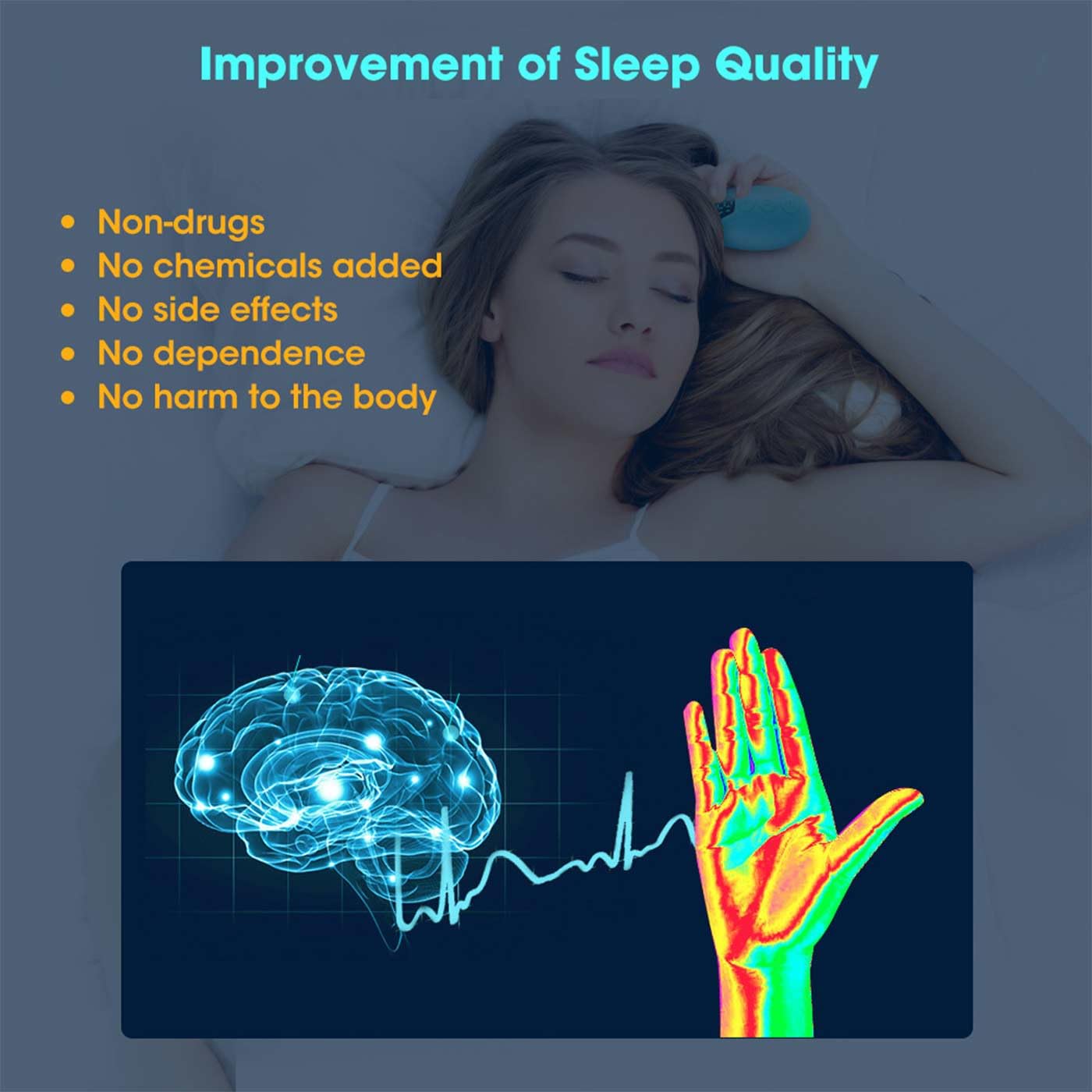 Neurocontrol Dispositivo para Ansiedad - Natural Sleep Aid Device,Calm Anxiety Device,Hand Held Nighttime Sleep Aid Device,Portable Fast Sleep Device,Improved Sleep Anxiety,Small Easy to Carry (White)