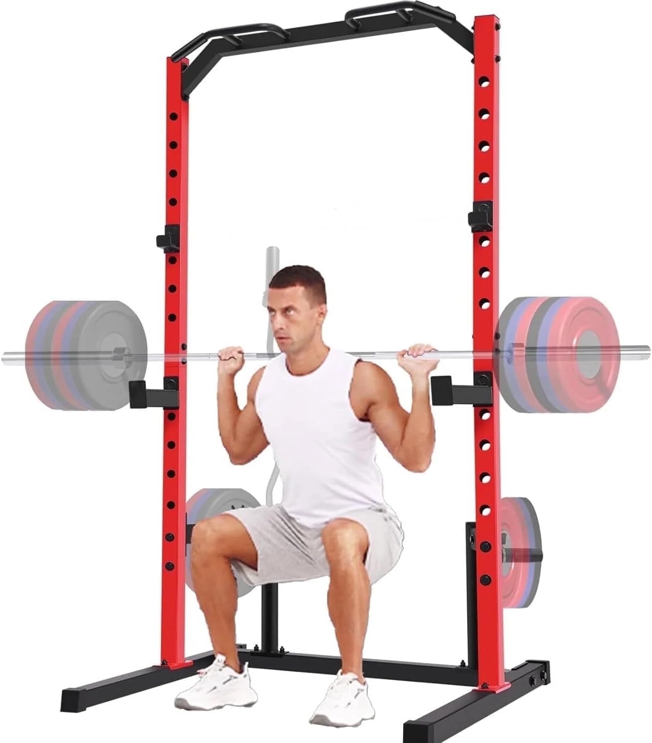 Nictemaw Nictemaw Power Rack Cage – 800 LBS Capacity with Adjustable Squat Rack & Pull-Up Bar