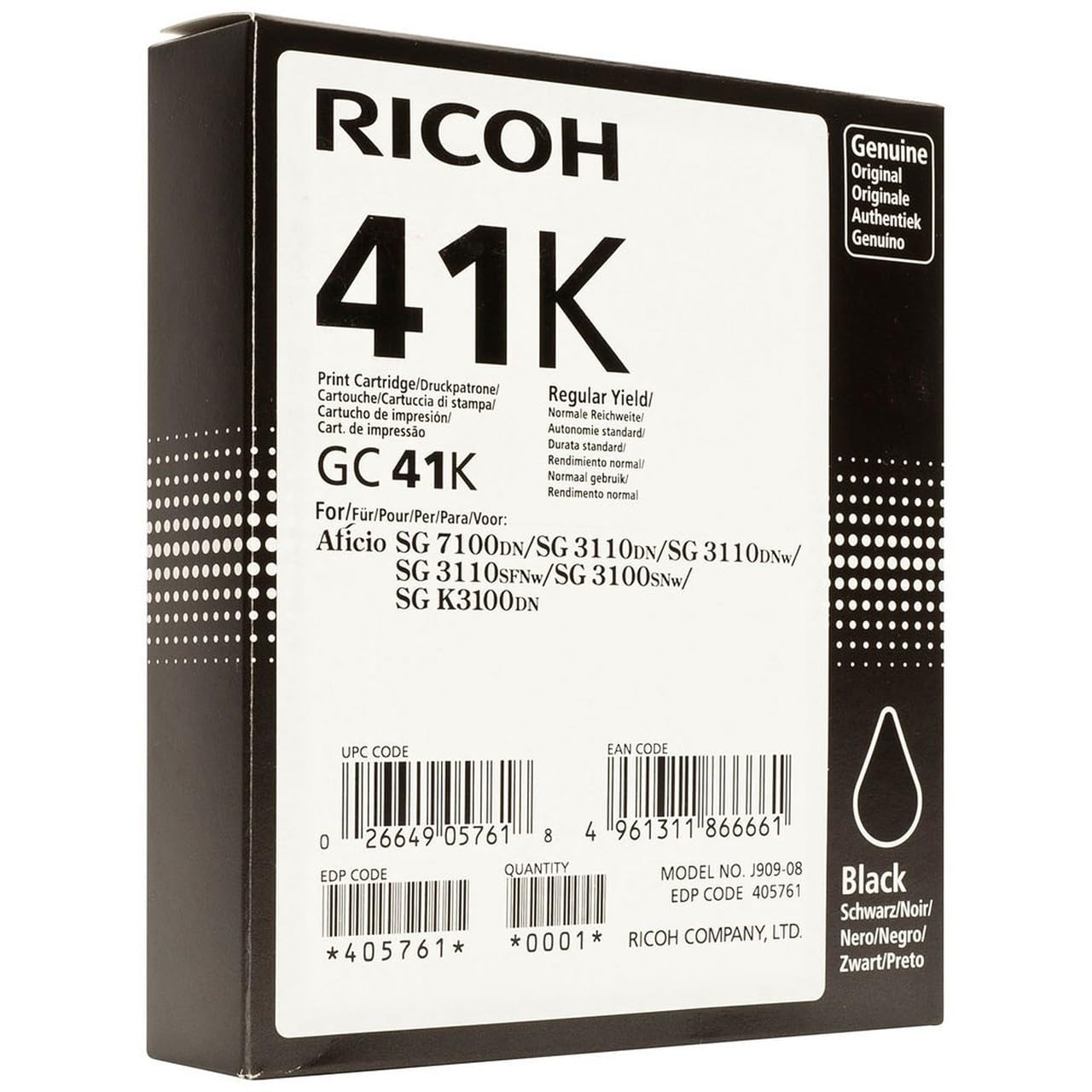 Ricoh SG3110DN Tintenpatrone XXL Schwarz GC41K