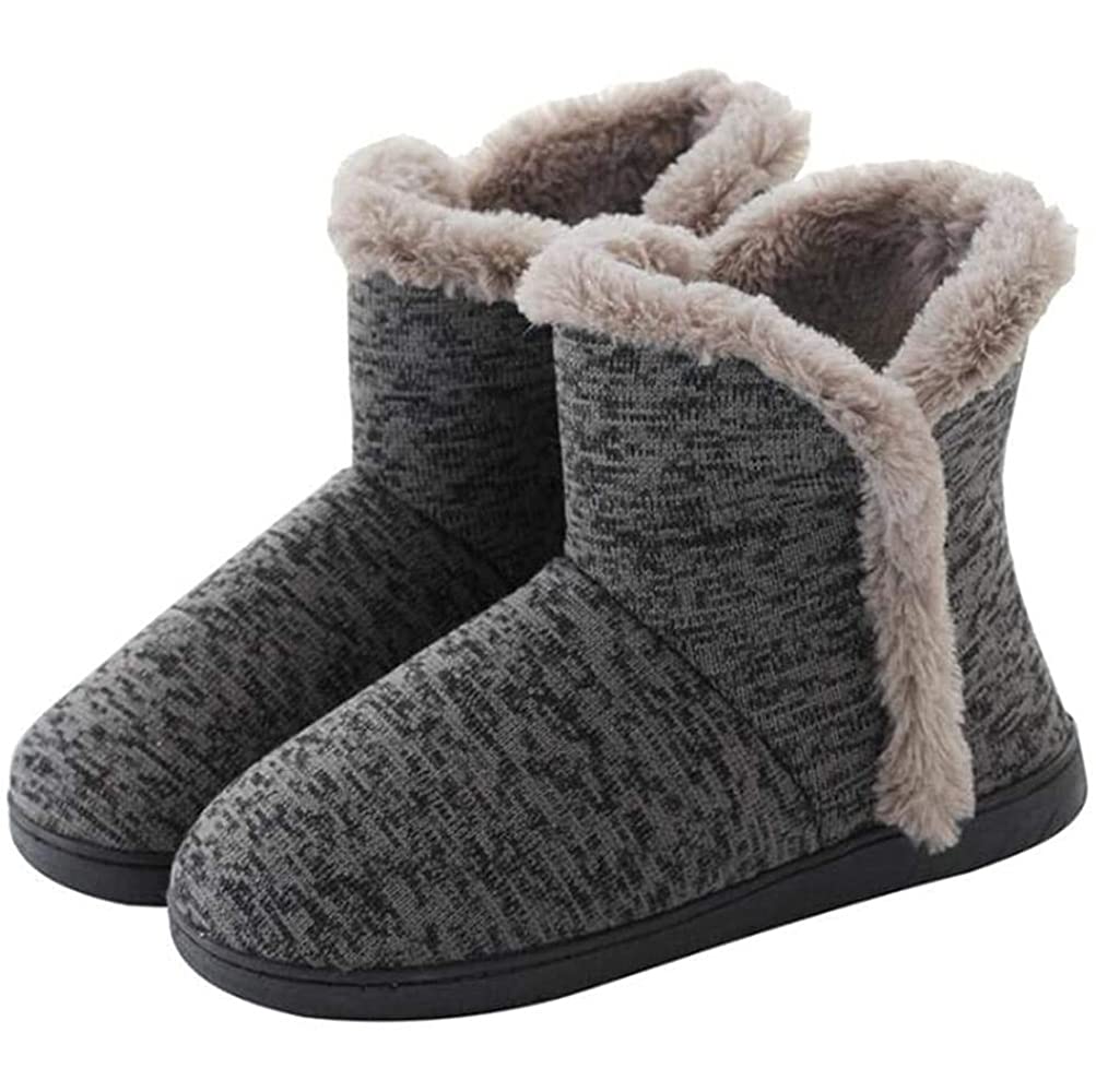 AIDIER Men's Cashmere Knitted Wool Boots Slippers Thermal Winter Ankle  Slipper Boots Cozy Plush Fleece House Bootie Slippers Anti Skid Snow Boots 