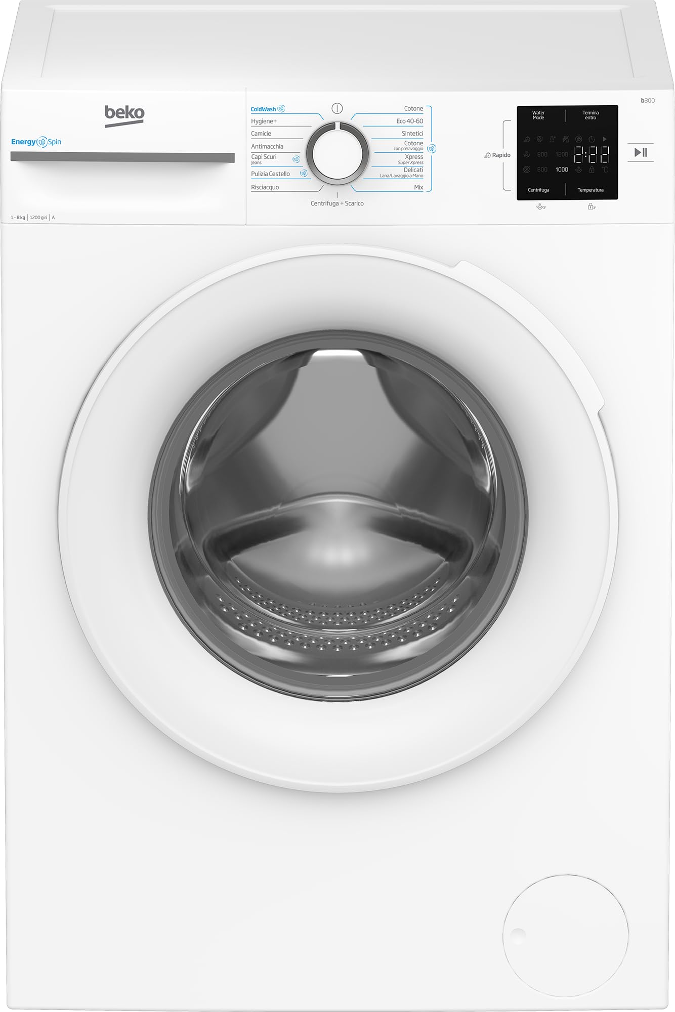 Beko b300 BMWRU3821W lavatrice Caricamento frontale 8 kg 1200 Giri/​min Bianco