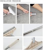 Vista 7 de Cepillo de limpieza 2 en 1, cepillo de limpieza para pisos, nuevo cepillo mejorado de 53.5 pulgadas de mango largo, cepillo de lechada, raspador