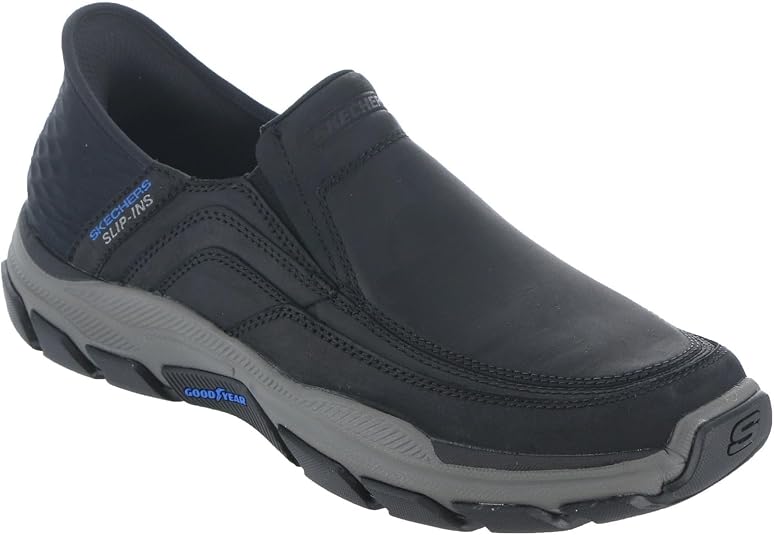 Skechers Black Leather Mocassin  Air-Cooled Memory Foam Shoes Amazon.com | Skechers Men main image 4