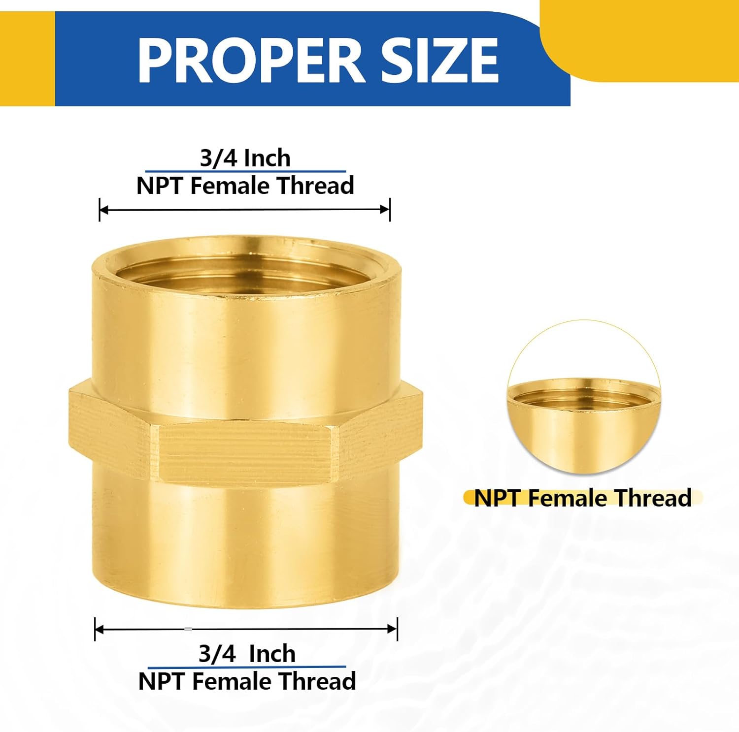 10-PACK GUOFIS Brass Pipe Fittings Coupling,3/4" NPT Female to 3/4" NPT Female, For Link Between Two Pipe or Fittings