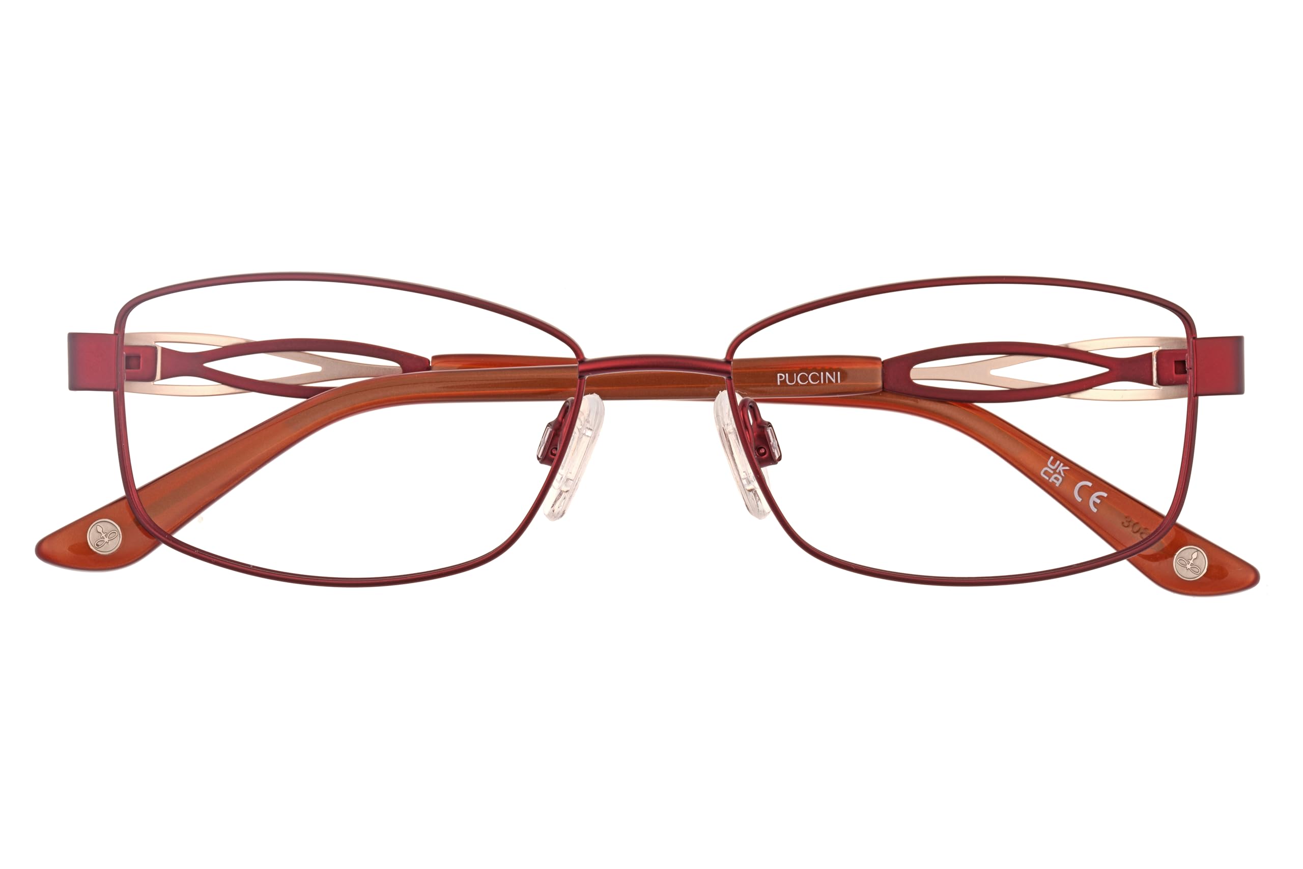 Puccini Brille mit Sehstärke für Damen optional mit Sonnenbrillentönung oder Blaulichtfilter, Oval, gefertigt aus Metall (inklusive Brillenetui)