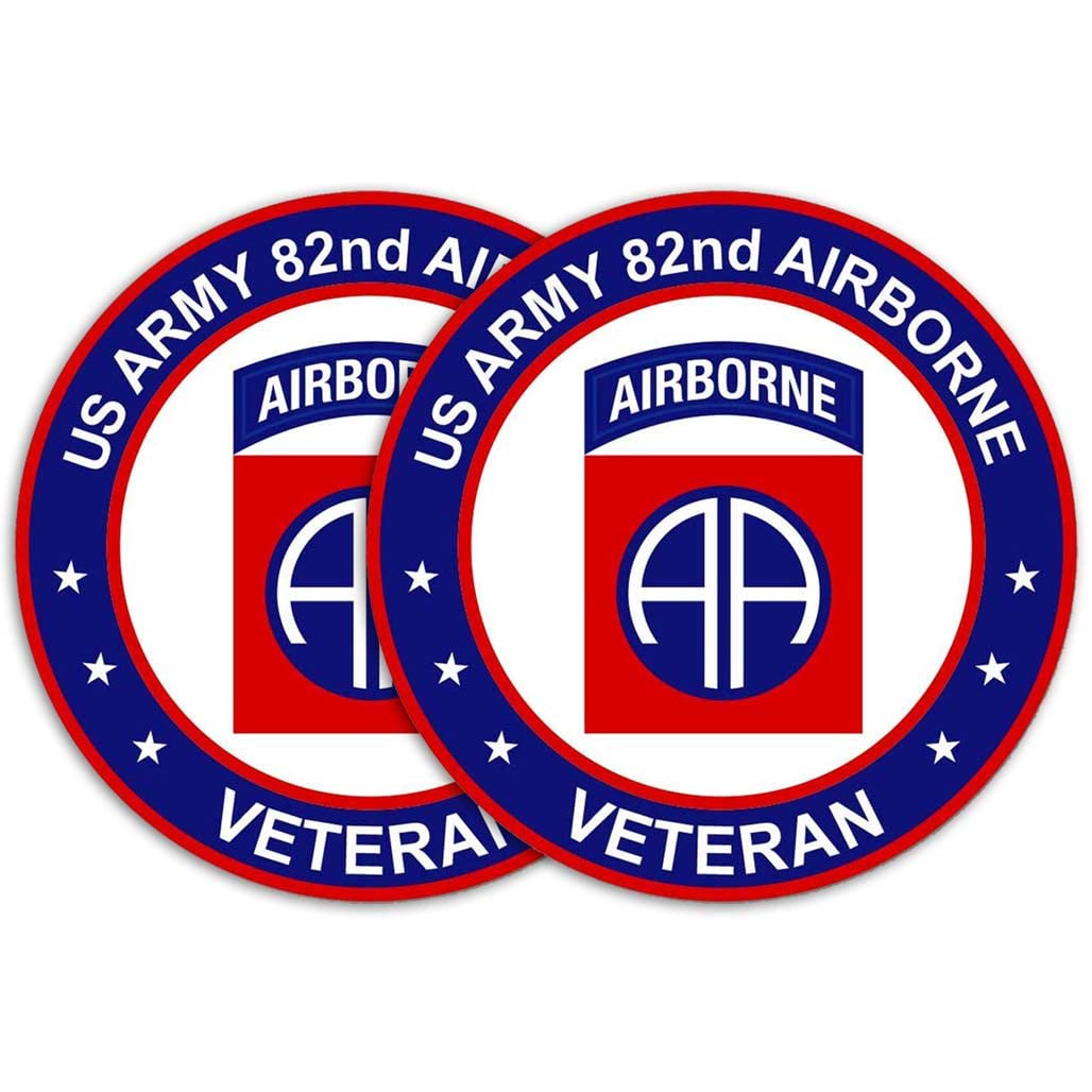 Army Veteran Circle Decal Sticker – 82nd Airborne Graphic (Pack Of 2), 3 Inch Vinyl Sticker For Car, Laptop, Cooler